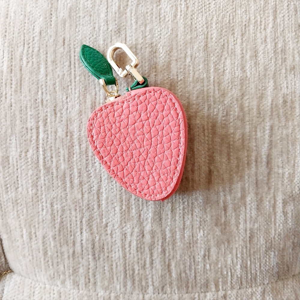 PINK STRAWBERRY Bag Charm Coin Purse Keychain - Picture 3 of 5